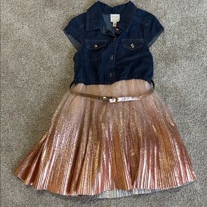 Stylish Kids Denim and Gold Dress